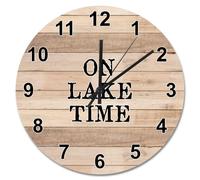 NZVCQVPU Country Wood Grain Crack 15 Inch Large Wall Clocks Battery Operated Relax You're At The Lake Clock Silent Beach House Home Decor for Living Room Kitchen Bedroom Classroom