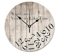 NZVCQVPU Country Wood Grain Crack 15 Inch Large Wall Clocks Battery Operated Relax You're At The Lake Clock Silent Beach House Home Decor for Living Room Kitchen Bedroom Classroom