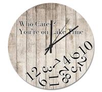 NZVCQVPU Country Wood Grain Crack 15 Inch Large Wall Clocks Battery Operated Relax You're At The Lake Clock Silent Beach House Home Decor for Living Room Kitchen Bedroom Classroom