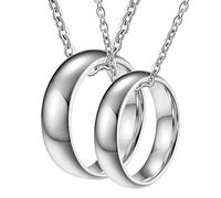 NZVCQVPU Couple Necklaces for Him and Her Initials, 6MM 8MM Polished Ring Tungsten Necklace Chain His and Hers Necklace Sets