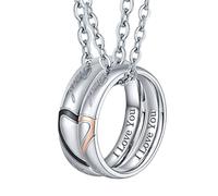 NZVCQVPU Couples Necklace, Friendship Necklace for 2Pcs Love Heart Puzzle Stainless Steel with Chains