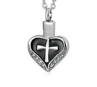 NZVCQVPU Creamation Ash Necklace Daughter, Stainless Steel Heart Shape Cross Dog Ashes Memorial