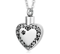 NZVCQVPU Cremation Jewelry Dad, Stainless Steel Heart Shape Dog Paw Print Ashes Made Into Memorial