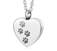 NZVCQVPU Cremation Jewelry Mom, Stainless Steel Heart Shape Four-Claw Printing Pet Keepsake Memorial