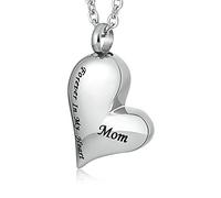 NZVCQVPU Cremation Necklace for Ashes, Stainless Steel with Mom Heart Pet Keepsake Memorial