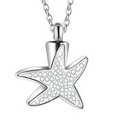 NZVCQVPU Cremation Necklace Pendants, Stainless Steel Starfish Ashes Memorial Necklaces