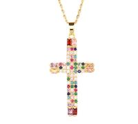 NZVCQVPU Crucifijo para mujer, gargantilla geométrica clásica de circonita, con Jesús