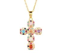 NZVCQVPU Crucifijo para mujer, gargantilla geométrica clásica de circonita, con Jesús