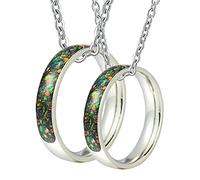 NZVCQVPU Customize Couple Necklace, 8MM Ring Inlay Wood Promise Rings for Women Stainless Steel His and Hers Necklaces