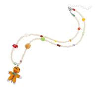 NZVCQVPU Decoración navideña hecha a mano con diseño de hombre de jengibre para mujer, joyería festiva con dije de galleta