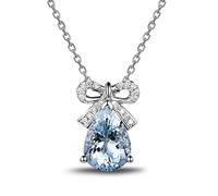 NZVCQVPU Diamante para mujeres blancas, niña bowknot lágrima con aguamarina 1.68ct diamante 13.5x8.8 mm