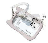 NZVCQVPU Encantadoras Cubiertas de Tarjetas de crédito Manga Protectora Potocard Photocard Photocard Cats Ear Bus Protector Keychain Tibros de Colgante Cats Manga de Oreja Buja Transparente Fotocard