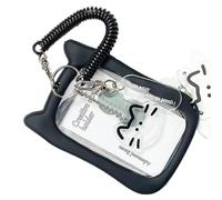 NZVCQVPU Encantadoras Cubiertas de Tarjetas de crédito Manga Protectora Potocard Photocard Photocard Cats Ear Bus Protector Keychain Tibros de Colgante Cats Manga de Oreja Buja Transparente Fotocard
