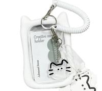NZVCQVPU Encantadoras Cubiertas de Tarjetas de crédito Manga Protectora Potocard Photocard Photocard Cats Ear Bus Protector Keychain Tibros de Colgante Cats Manga de Oreja Buja Transparente Fotocard