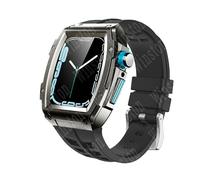 NZVCQVPU Establecimiento de modificación de 44 mm de 45 mm para un kit mod de 8 bandas de acero metálico estuche de lujo con correa de goma para la serie iWatch 7 SE 6 5 4