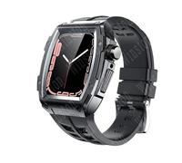 NZVCQVPU Establecimiento de modificación de 44 mm de 45 mm para un kit mod de 8 bandas de acero metálico estuche de lujo con correa de goma para la serie iWatch 7 SE 6 5 4