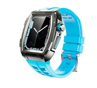 NZVCQVPU Establecimiento de modificación de 44 mm de 45 mm para un kit mod de 8 bandas de acero metálico estuche de lujo con correa de goma para la serie iWatch 7 SE 6 5 4