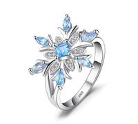 NZVCQVPU Estilo Luxury Flower Ring Blue Zircon Ring Joyería Propuesta de lujo Compromiso Regalo de cumpleaños