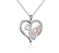 NZVCQVPU for Women Day, Women Jewelry 18K White & Rose Moissanite I Love You Forever Pendant Necklace