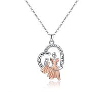 NZVCQVPU for Women, Womens Fashion 18K White & Rose Diamond Heart with Engraving Mother's Day Gift for 47cm