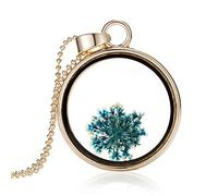 NZVCQVPU Jewelry Round Blue Flower Pendant Necklaces Plated Necklace for Women Girls