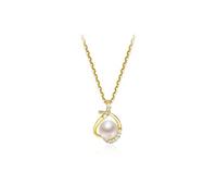NZVCQVPU Joyas/collares Collar de perlas S925 Cadena de perlas de agua dulce de agua dulce 5-6 mm Forma de moño al vapor Vapor Moda All-Match Joyería Femenina Pendientes de mujeres