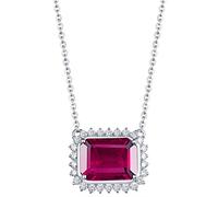 NZVCQVPU Joyas reales blancas 18k La elegante cadena de mujeres de mujeres Long Women's con Rose Red Tourmaline 3.5 Regalo de amistad de quilates Blanco