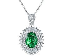 NZVCQVPU Joyas reales de 18K collar de mujeres blancas, cadena elegante con esmeralda verde 1.28 quilates, como regalos para novia, verde