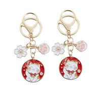 NZVCQVPU Juego de llaveros de gato de la suerte de Metal, colgante de garra de gato colgante, llaveros con amuleto de la suerte de dibujos animados bonitos para mochila y accesorios de bolso, 2 uds.