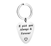 NZVCQVPU Keychain Gifts for Women,Stainless Steel Key Chain Ring,Guitar Tablets Engraved I Pick You Always & Forever Key Chain Ring