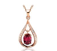 NZVCQVPU Ladies 18 Carat Chain with Drop Pendant with Tourmaline 0.65Ct Rose Necklace Vintage for Mother Girlfriend