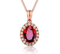 NZVCQVPU Ladies 18 Carat Chain with Oval Pendant with Ruby ??0.45/0.56/1.2Ct Rose Necklace Vintage for Mother Girlfriend