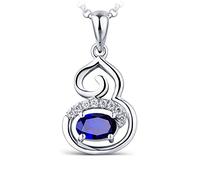 NZVCQVPU Ladies Chain 18 Carat with Pendant Calabash with Sapphire 0.5Ct Wedding Necklace White for Mother Girlfriend