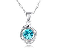 NZVCQVPU Ladies Pendant Necklace Women Jewellery Necklace Round Cubic Zirconia Anniversary Birthday Christmas Jewelry Gifts