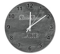 NZVCQVPU Live Love Lake Wall Clock Wood Grain Crack Round Decorative Clocks Battery Operated 15 Inch Non-Ticking Farmhouse Home Decor for Living Room Kitchen Bedroom Bathroom