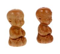 NZVCQVPU LLavero de Buda Feng Shui tallado a mano de boj, adorno de llavero, colgante de monje de loto, Accesorios para llaves de coche para uso diario, 2 uds.