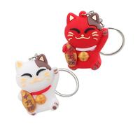 NZVCQVPU LLavero de gato de la fortuna japonés de 2 uds., bolso de gato de la suerte de PVC suave, colgante, llavero para llaves, mochila, accesorios para bolso