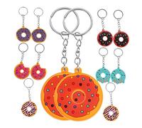 NZVCQVPU Llaveros con forma de donut de goma suave de Pvc, lindos dijes colgantes para cartera, decoración de bolso, juego de colgantes para manualidades de estilo de dibujos animados, 12 Uds.