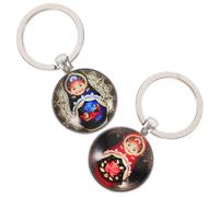 NZVCQVPU Llaveros de muñecas rusas anidadas, llaveros de dibujos animados, lindas cadenas de mochila, anillos decorativos para manualidades y adornos colgantes para bolsos, 2 uds.