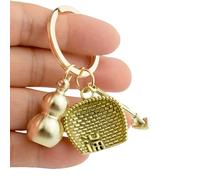 NZVCQVPU Luck Keychain con Coppers Gourd Brass Gourd Keychain con Five Emperors Coin for Good