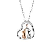 NZVCQVPU Mamá para mujer, elefantes dobles de corazón de diamante blanco de 14 quilates para mujer, 1,71 x 1,81 cm