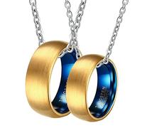 NZVCQVPU Matching Boyfriend Girlfriend Necklace, Brushed Ring 8MM Men's Necklace Tungsten His and Hers Necklace Sets