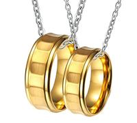 NZVCQVPU Matching Necklace for Men, 8MM Brushed Ring Stainless Steel Rings Men Matching Couples Necklace His and Her