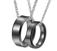 NZVCQVPU Matching Necklaces, 6MM 8MM Black Ring Beveled Edge Tungsten Necklace His and Hers Necklaces