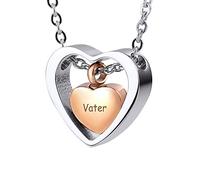 NZVCQVPU Memorial Box for Human Ashes,German Family Names Heart Engraving Stainless Steel Necklace Urn for Ashes Urn Pendant for Ashes