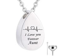 NZVCQVPU Memory Necklace, Necklace for Teenager Stainless Steel Rolo Teardrop Pendant Electrocardiogram & Engraved I Love You Forever...