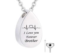 NZVCQVPU Memory Necklace, Necklace for Teenager Stainless Steel Rolo Teardrop Pendant Electrocardiogram & Engraved I Love You Forever...