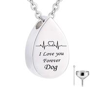 NZVCQVPU Memory Necklace, Necklace for Teenager Stainless Steel Rolo Teardrop Pendant Electrocardiogram & Engraved I Love You Forever...