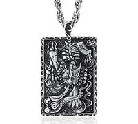 NZVCQVPU Men Square Pendant Engraved Pixiu Necklace 999 Sterling