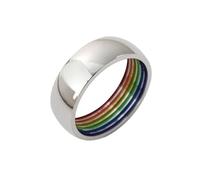 NZVCQVPU Mens Ring Personalized Engraved Mens Stainless Steel Ring,Round with Rainbow 8MM Men Rings Black Engagement Rings for Women